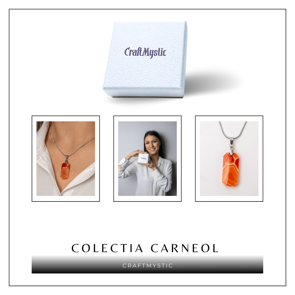Colier Titanium cu Carneol Natural Dreptunghiular – Energie, Curaj si Vitalitate [8]
