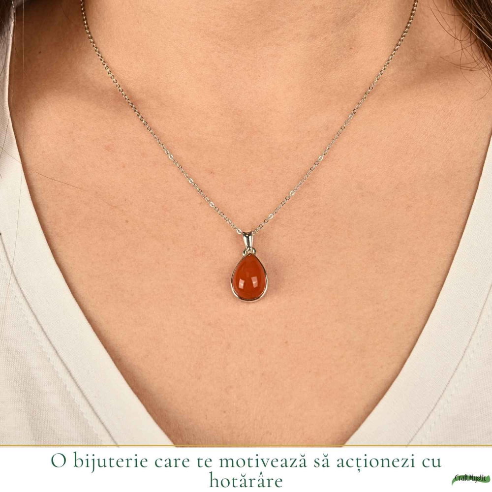 Colier argint 925 cu Carneol lacrima – energie si echilibru emotional [2]