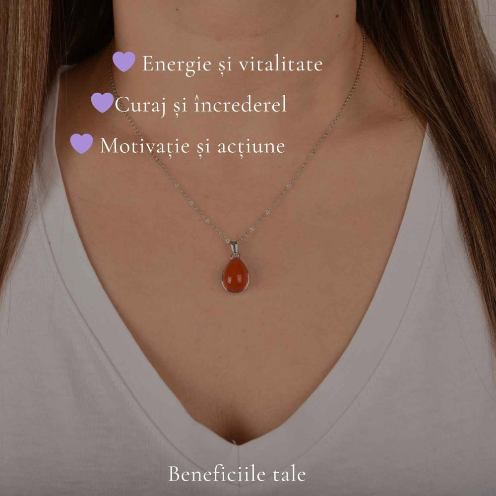 Colier argint 925 cu Carneol lacrima – energie si echilibru emotional [3]