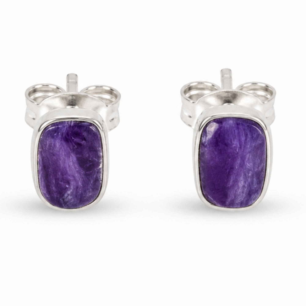 Cercei Argint 925 cu Charoite Natural Dreptunghiular – Intuitie si Eleganta [1]