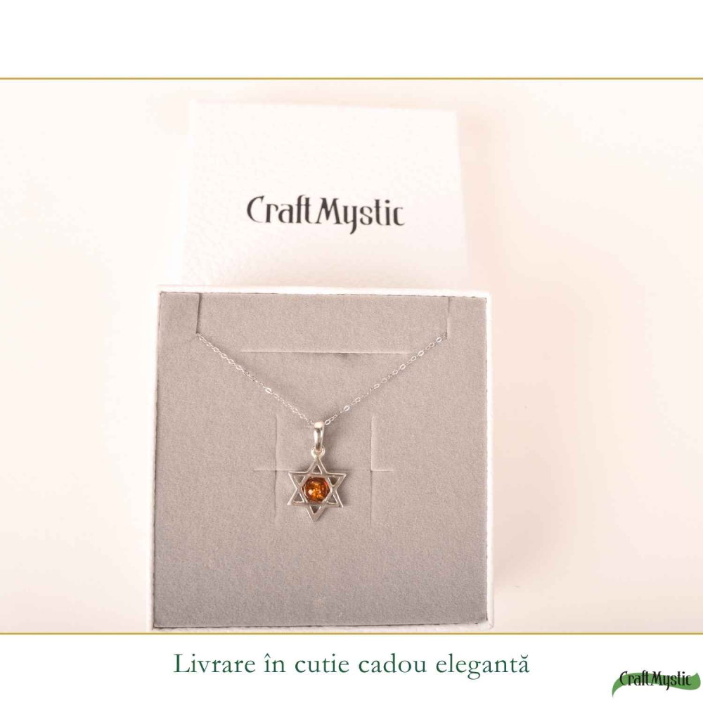 Colier Argint 925 cu Chihlimbar Steaua lui David – Protecție si Echilibru Spiritual [6]
