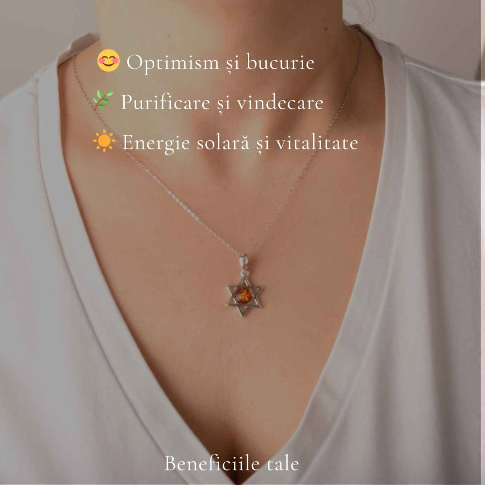 Colier Argint 925 cu Chihlimbar Steaua lui David – Protecție si Echilibru Spiritual [3]
