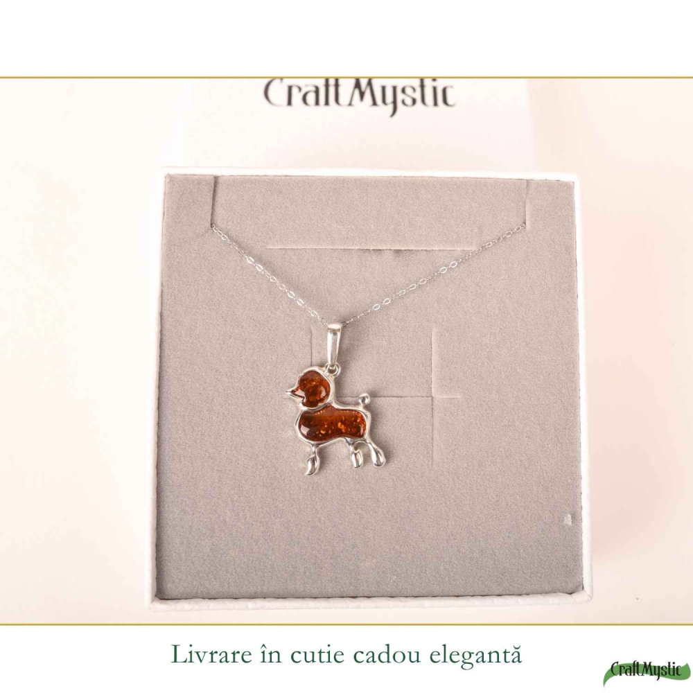 Colier Argint 925 cu Chihlimbar Pudel – Energie Calda si Bucurie [6]