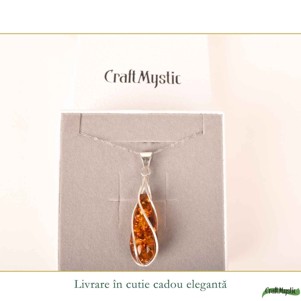 Colier Argint 925 cu Chihlimbar Lacrima Spiralata – Eleganta si Echilibru Interior [6]
