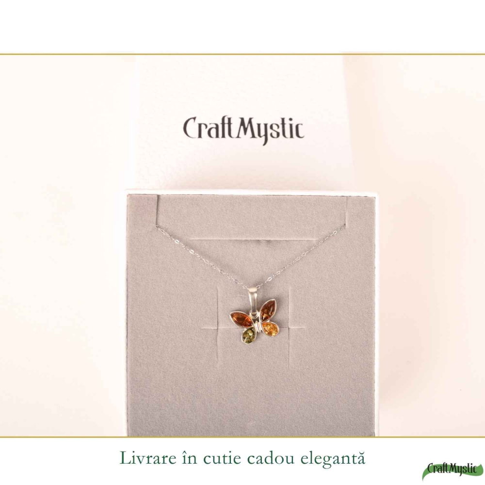 Colier Argint 925 cu Chihlimbar Fluture – Feminitate si Energie Pozitiva [6]