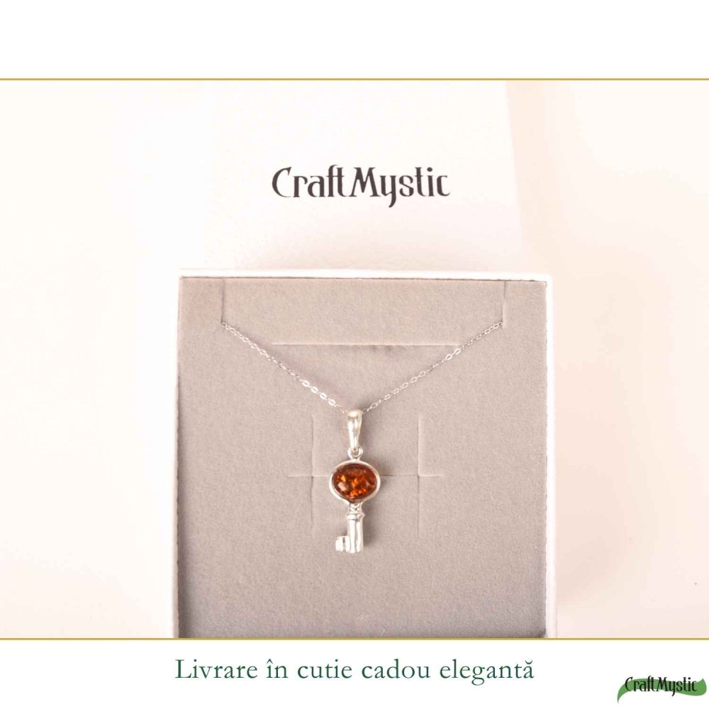 Colier Argint 925 cu Chihlimbar Cheie – Energie Pozitiva si Noi Inceputuri [6]