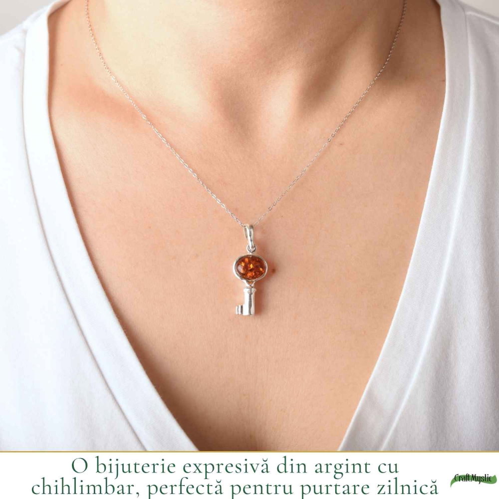 Colier Argint 925 cu Chihlimbar Cheie – Energie Pozitiva si Noi Inceputuri [2]