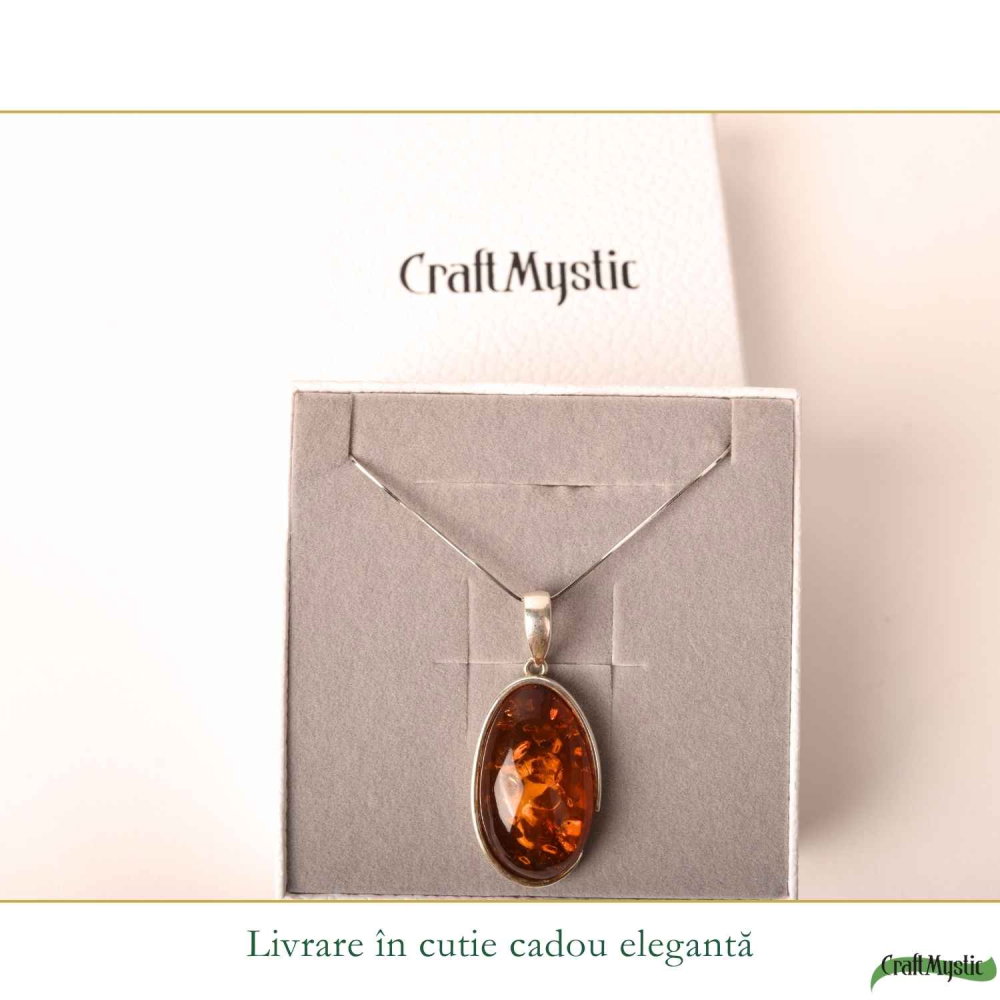 Colier Argint 925 cu Chihlimbar oval – Protectie si Energie Pozitiva [6]