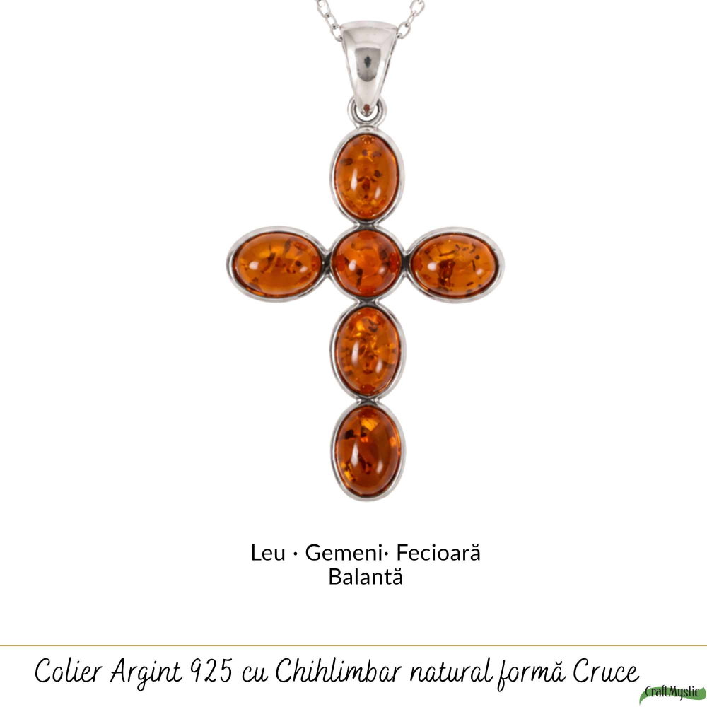 Colier Argint 925 cu Chihlimbar Cruce – Protectie si Energie Pozitiva [5]