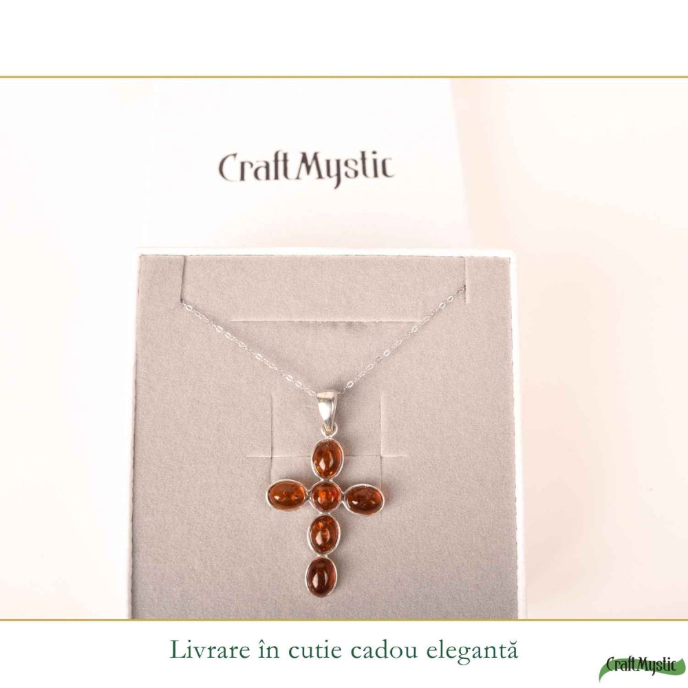 Colier Argint 925 cu Chihlimbar Cruce – Protectie si Energie Pozitiva [6]