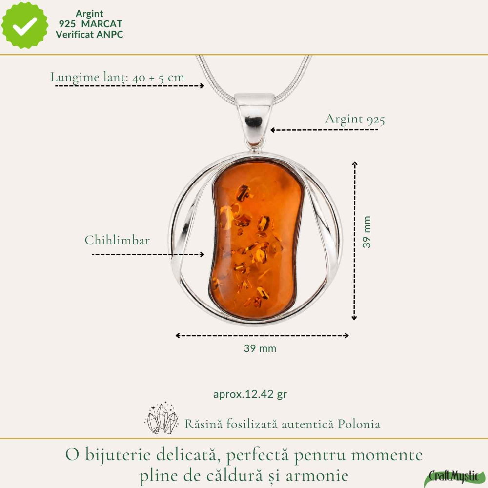 Colier Argint 925 cu Chihlimbar – Eleganta Naturala si Energie Solara [4]