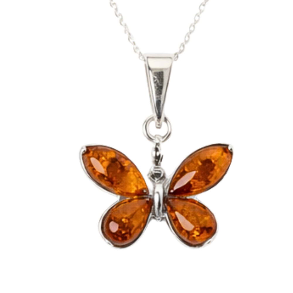 Colier Argint 925 cu Fluture din Chihlimbar Natural – Transformare si Energie Luminoasa [1]