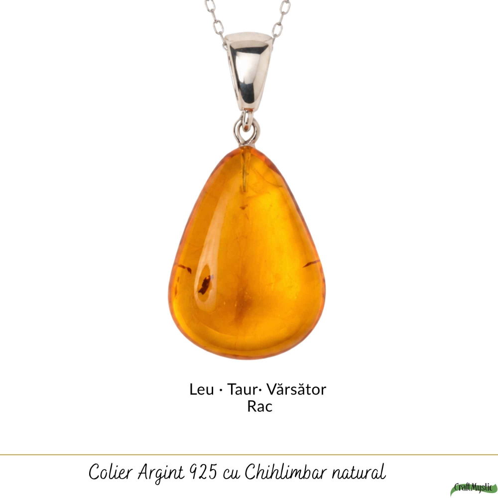 Colier cu Chihlimbar Natural in Forma de Lacrima si Lant din Argint 925 – Caldura si Energie Pozitiva [5]