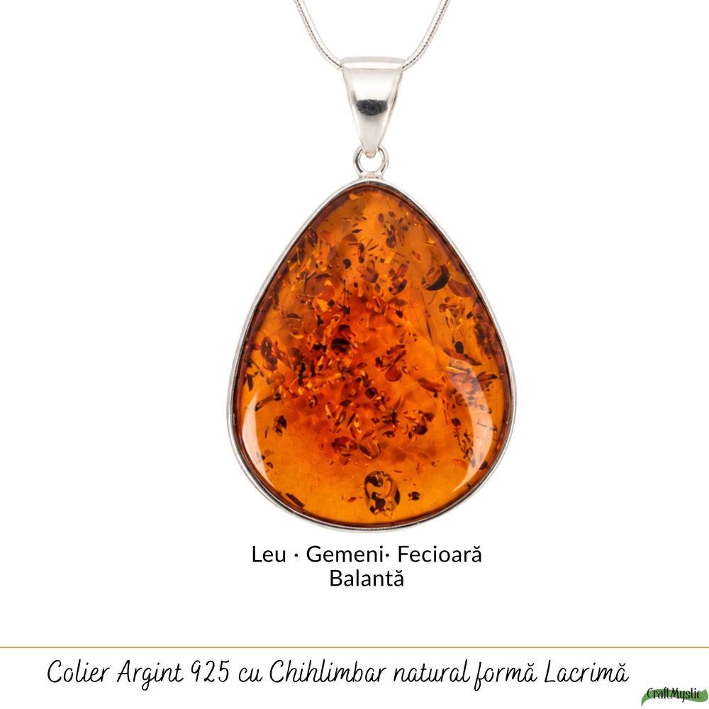 Colier Argint 925 cu Chihlimbar Lacrima – Eleganta Statement si Energie Pozitiva [5]