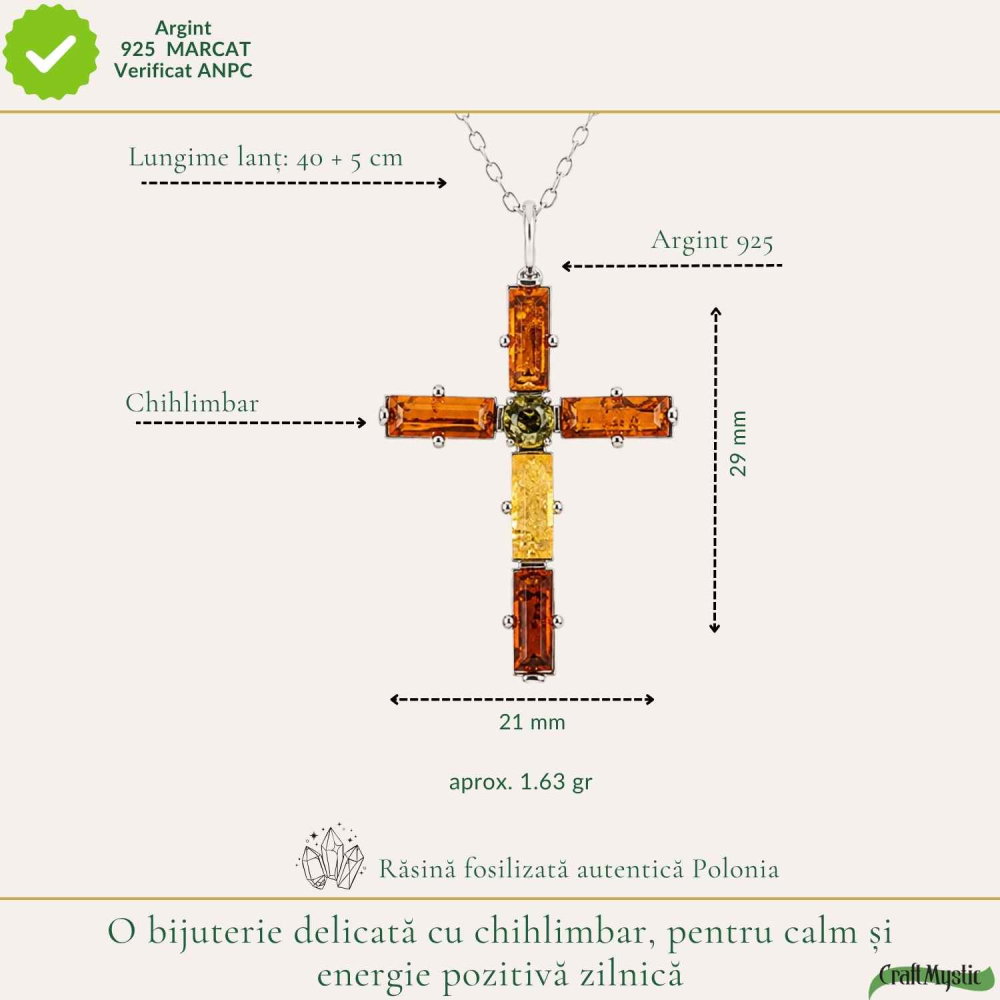 Colier Argint 925 cu Chihlimbar Cruce – Protectie si Echilibru Interior [4]
