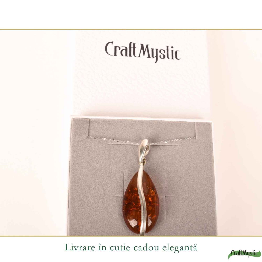 Colier Argint 925 cu Chihlimbar Lacrima – Protectie, Caldura si Eleganta Naturala [6]
