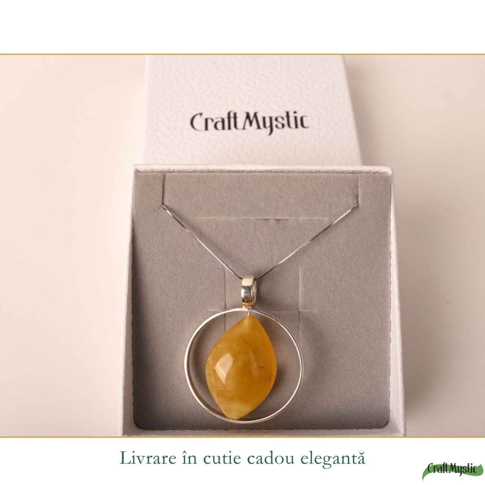 Colier Argint 925 cu Chihlimbar Frunza – Energie Naturala si Eleganta Organica [6]