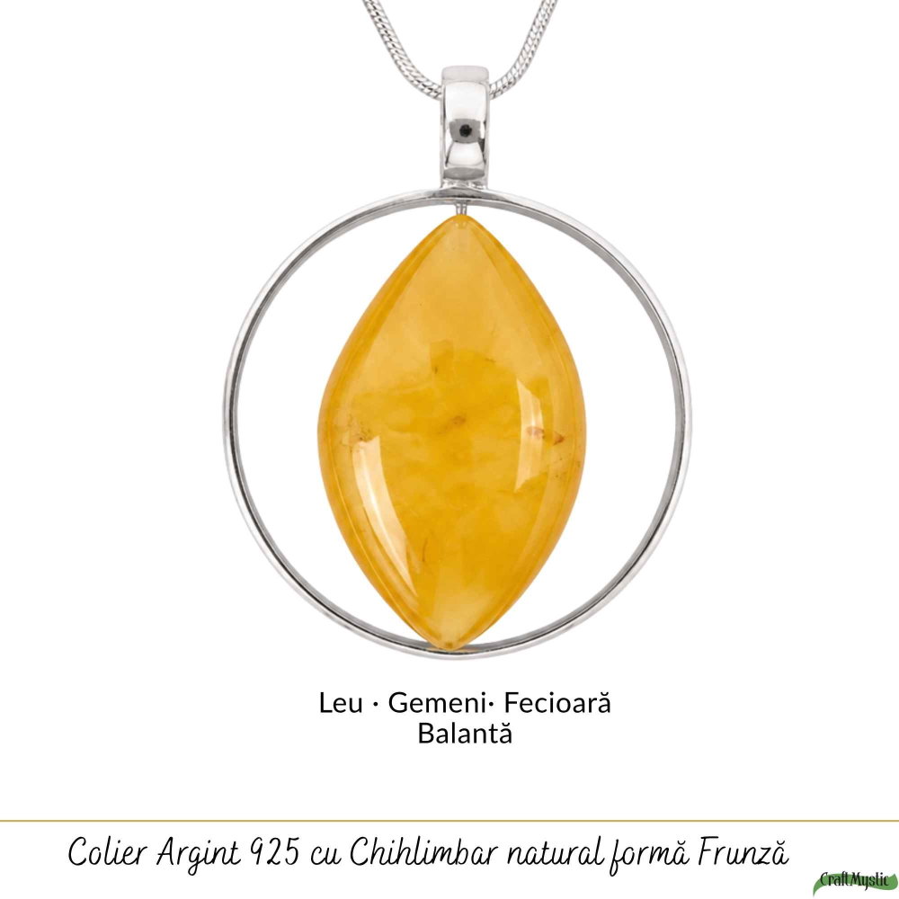 Colier Argint 925 cu Chihlimbar Frunza – Energie Naturala si Eleganta Organica [5]