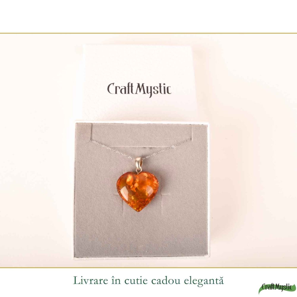Colier Argint 925 cu Chihlimbar Inima – Iubire, Caldura si Feminitate [6]