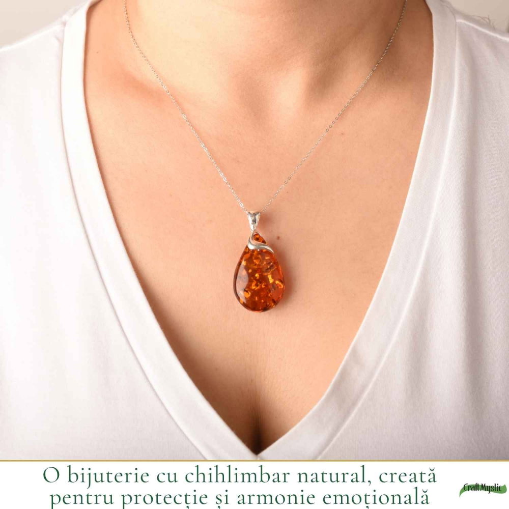 Colier Argint 925 cu Chihlimbar Lacrima – Caldura, Protectie si Echilibru [2]