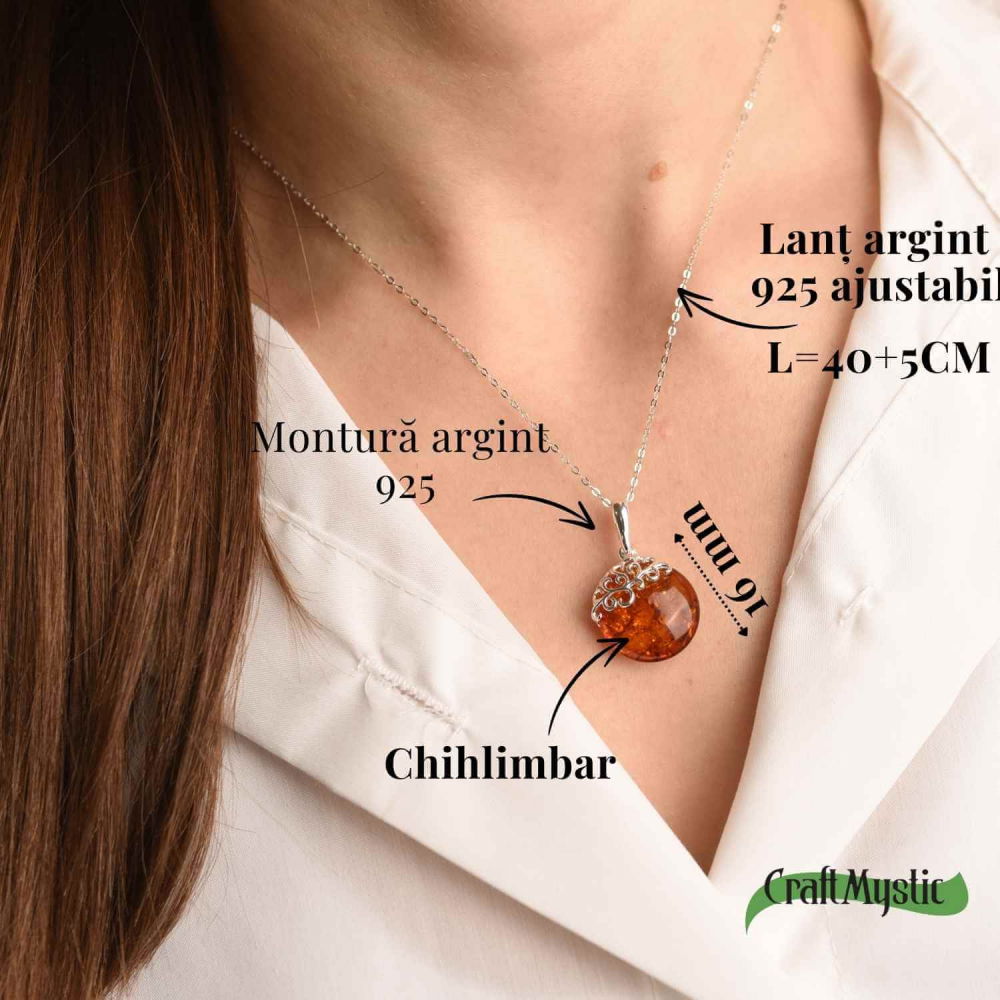 Colier argint 925 cu chihlimbar natural - eleganta si protectie [5]