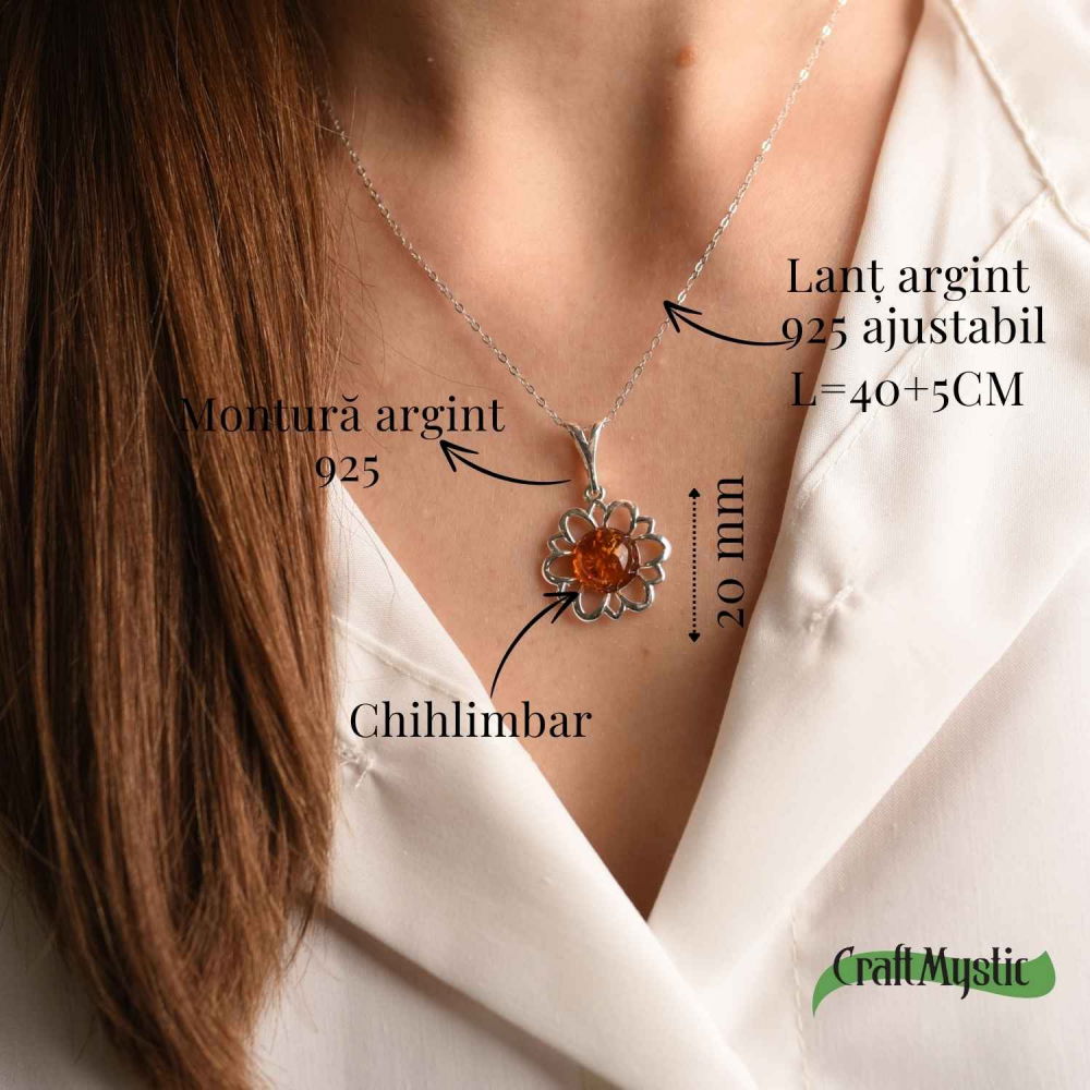 Colier argint 925 cu chihlimbar natural - frumusetea florii [5]