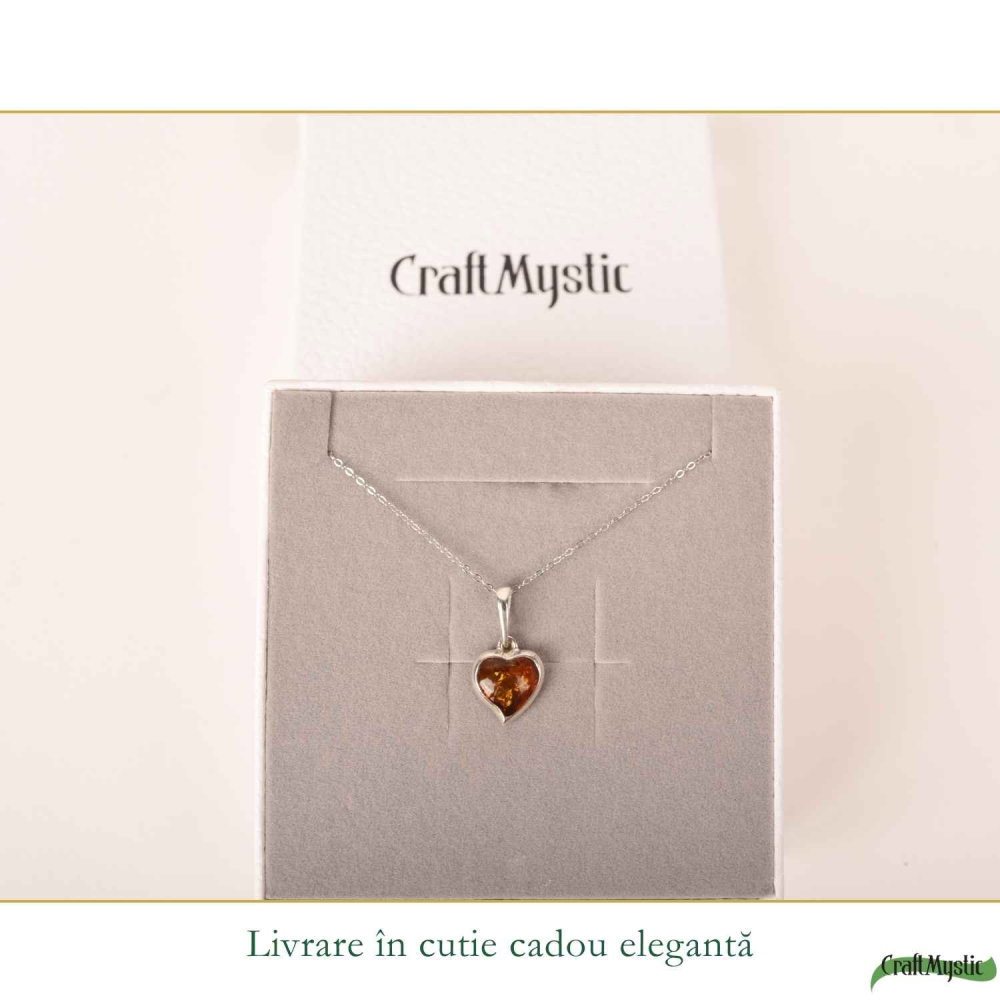 Colier Argint 925 cu Chihlimbar Inima – Iubire si Energie Pozitiva [6]
