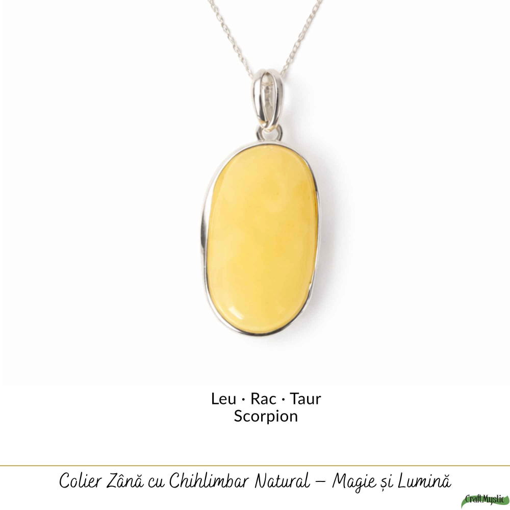 Colier Argint 925 cu Chihlimbar Galben Natural Oval – Energie Solara si Vitalitate [5]