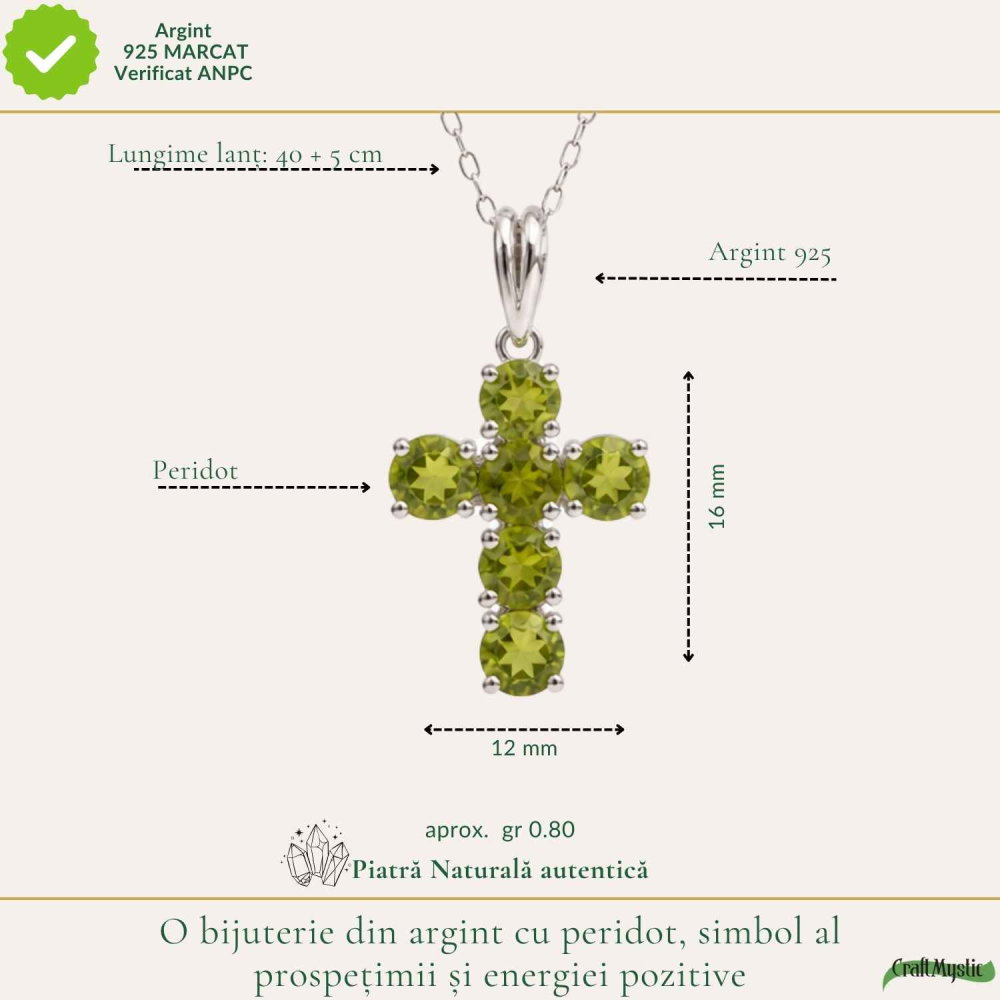 Colier Argint 925 cu Peridot Cruce – Echilibru si Energie Pozitiva [4]