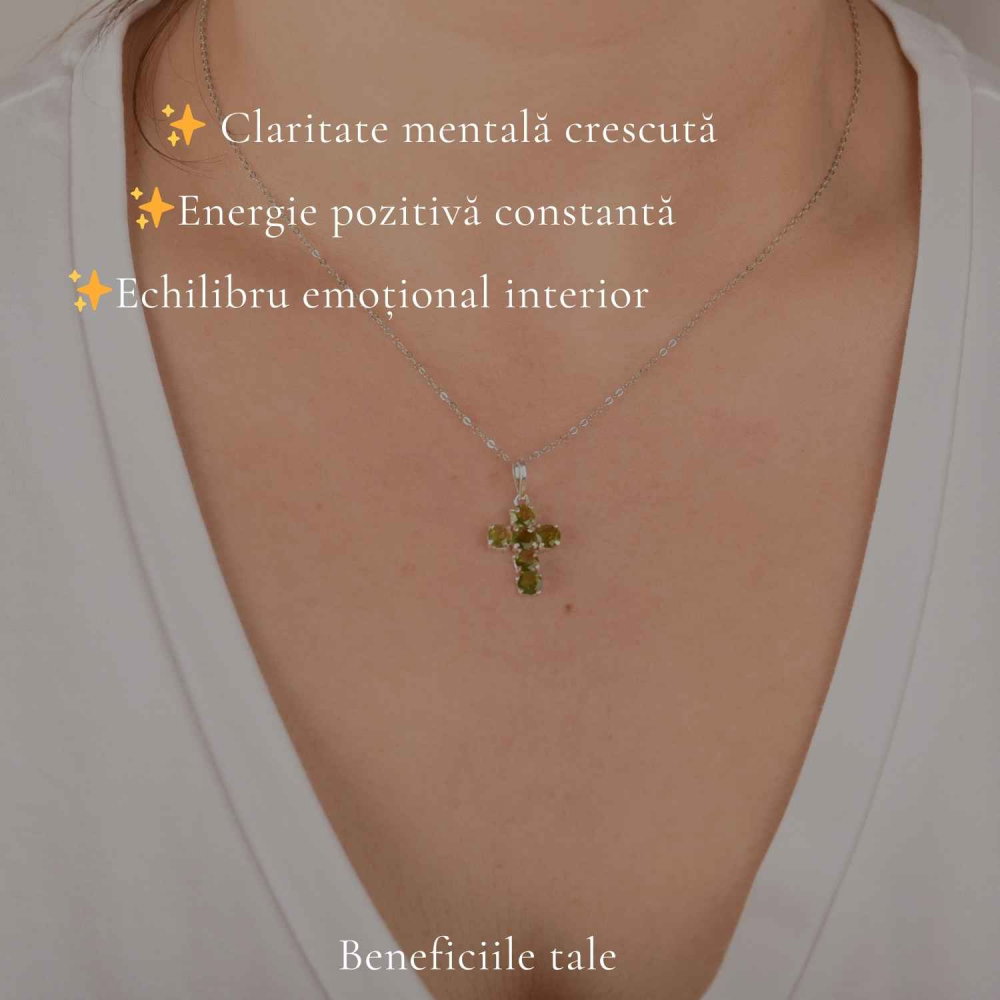 Colier Argint 925 cu Peridot Cruce – Echilibru si Energie Pozitiva [3]