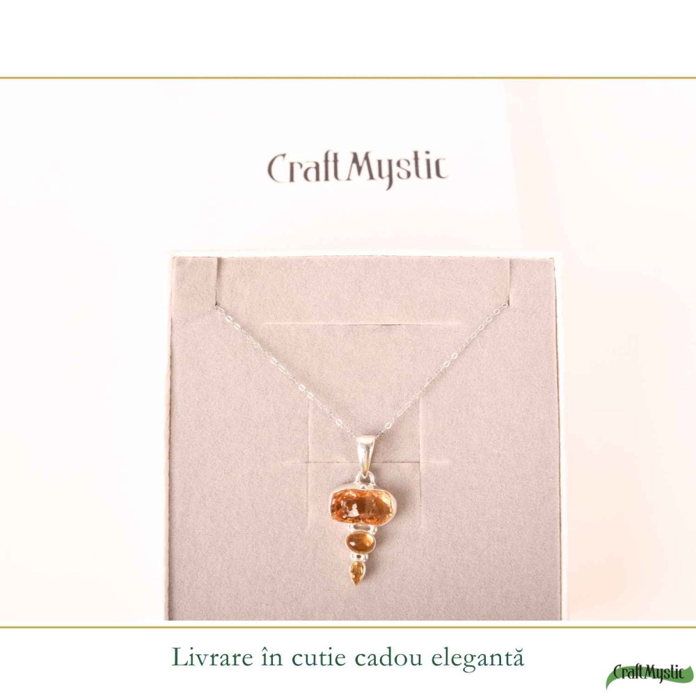 Colier Argint 925 cu Triplu Citrin – Energie, Abundenta si Lumina Interioara [6]