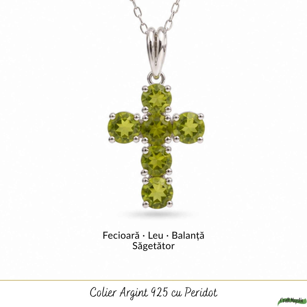 Colier Argint 925 cu Peridot Cruce – Echilibru si Energie Pozitiva [5]