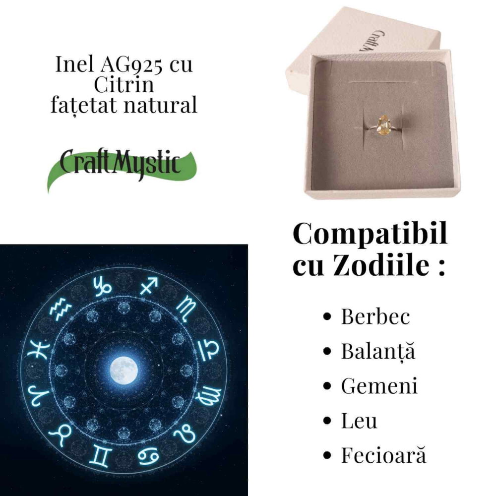 Inel din argint 925 cu citrin fatetat, simbol al claritatii si optimismului interior [5]