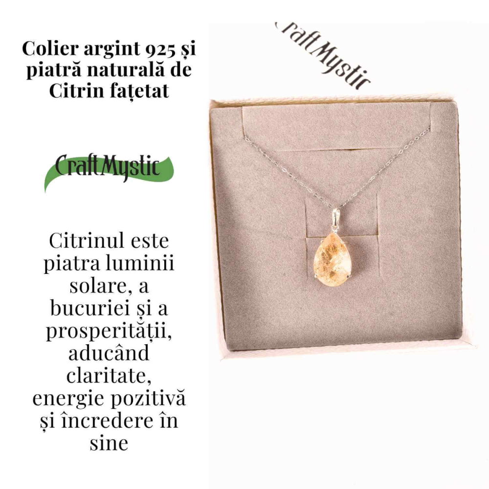 Colier Argint 925 cu Citrin Lacrima – Lumina, Prosperitate si Energie Pozitiva [3]