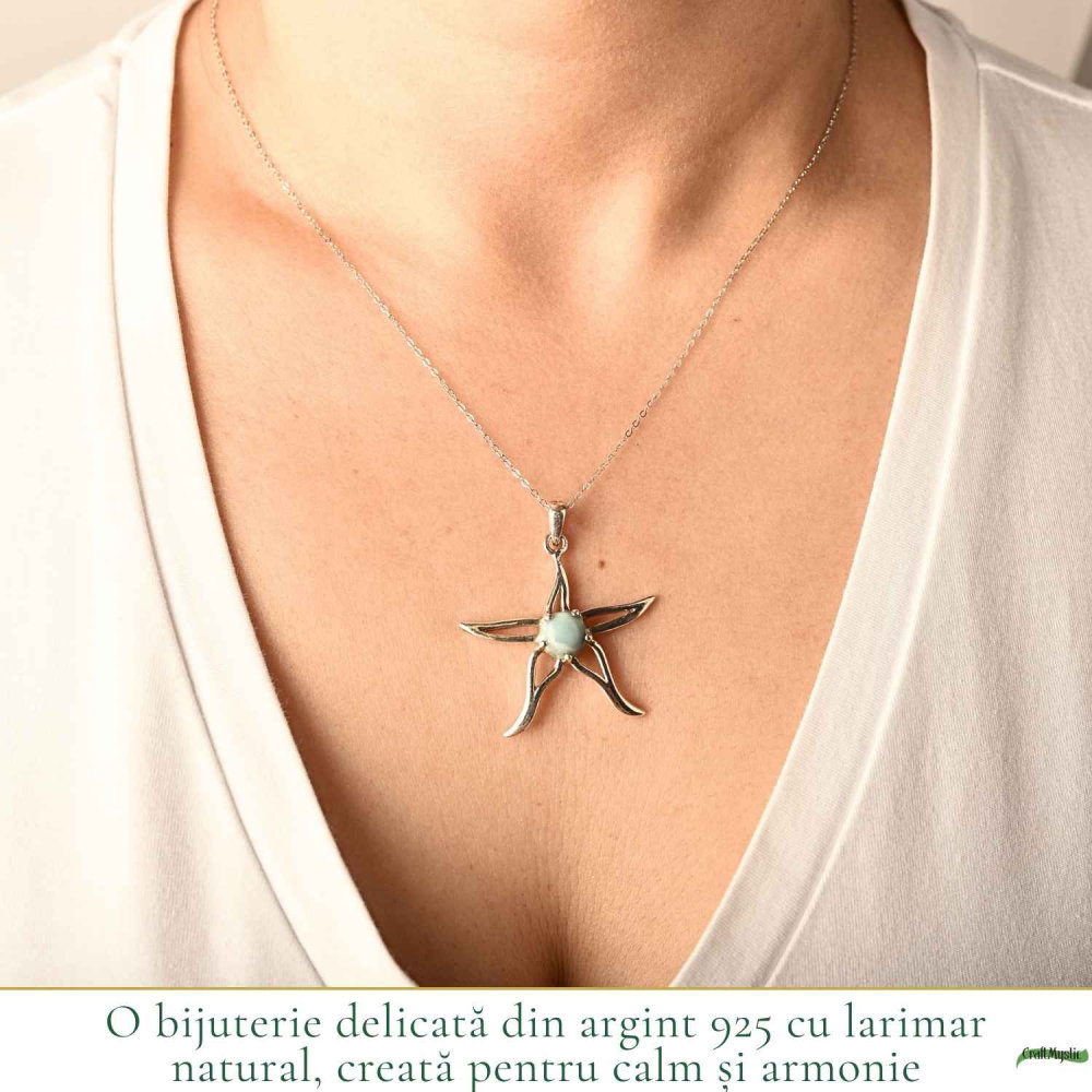 Colier Argint 925 cu Larimar Stea de Mare – Calm si Energie Feminina [2]