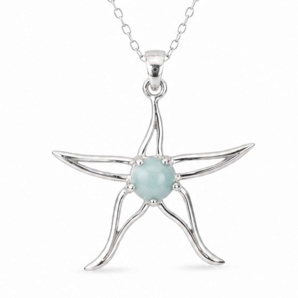 Colier Argint 925 cu Larimar Stea de Mare – Calm si Energie Feminina [1]