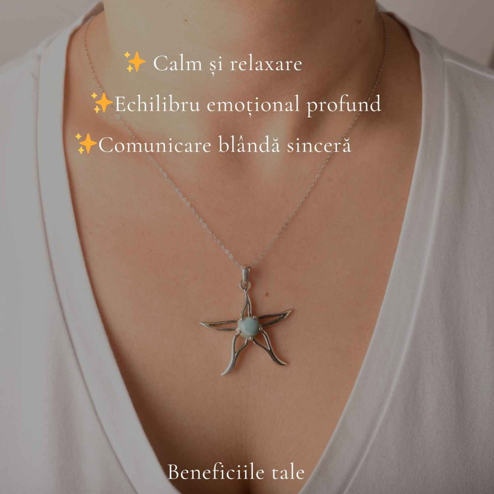 Colier Argint 925 cu Larimar Stea de Mare – Calm si Energie Feminina [3]