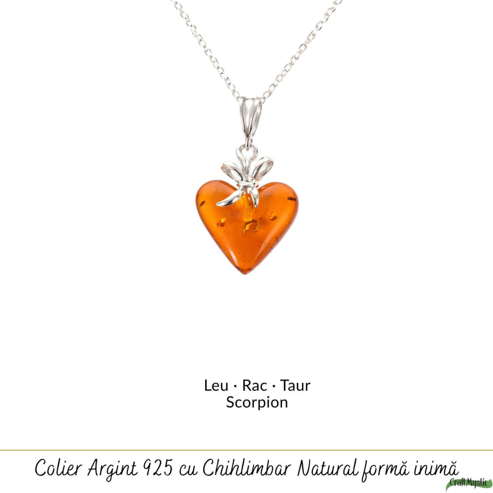 Colier argint 925 cu inima si chihlimbar natural – Energie solara si iubire [5]