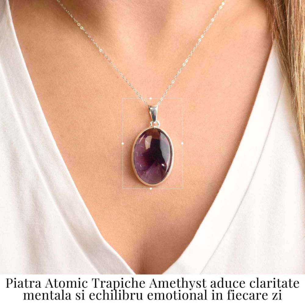Colier argint 925 cu piatra naturala Atomic Trapiche Amethyst – Claritate si Protectie Spirituala [2]