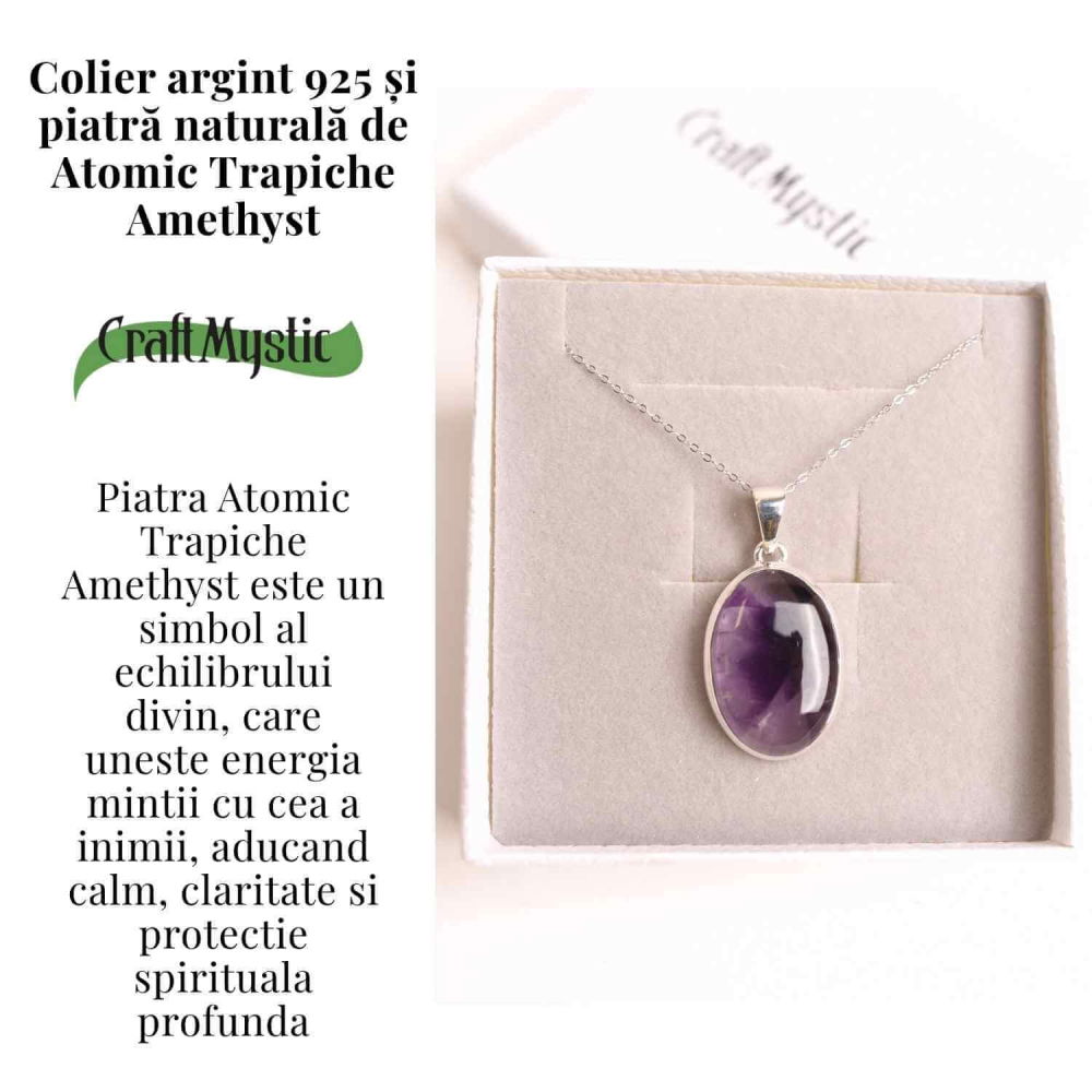 Colier argint 925 cu piatra naturala Atomic Trapiche Amethyst – Claritate si Protectie Spirituala [3]