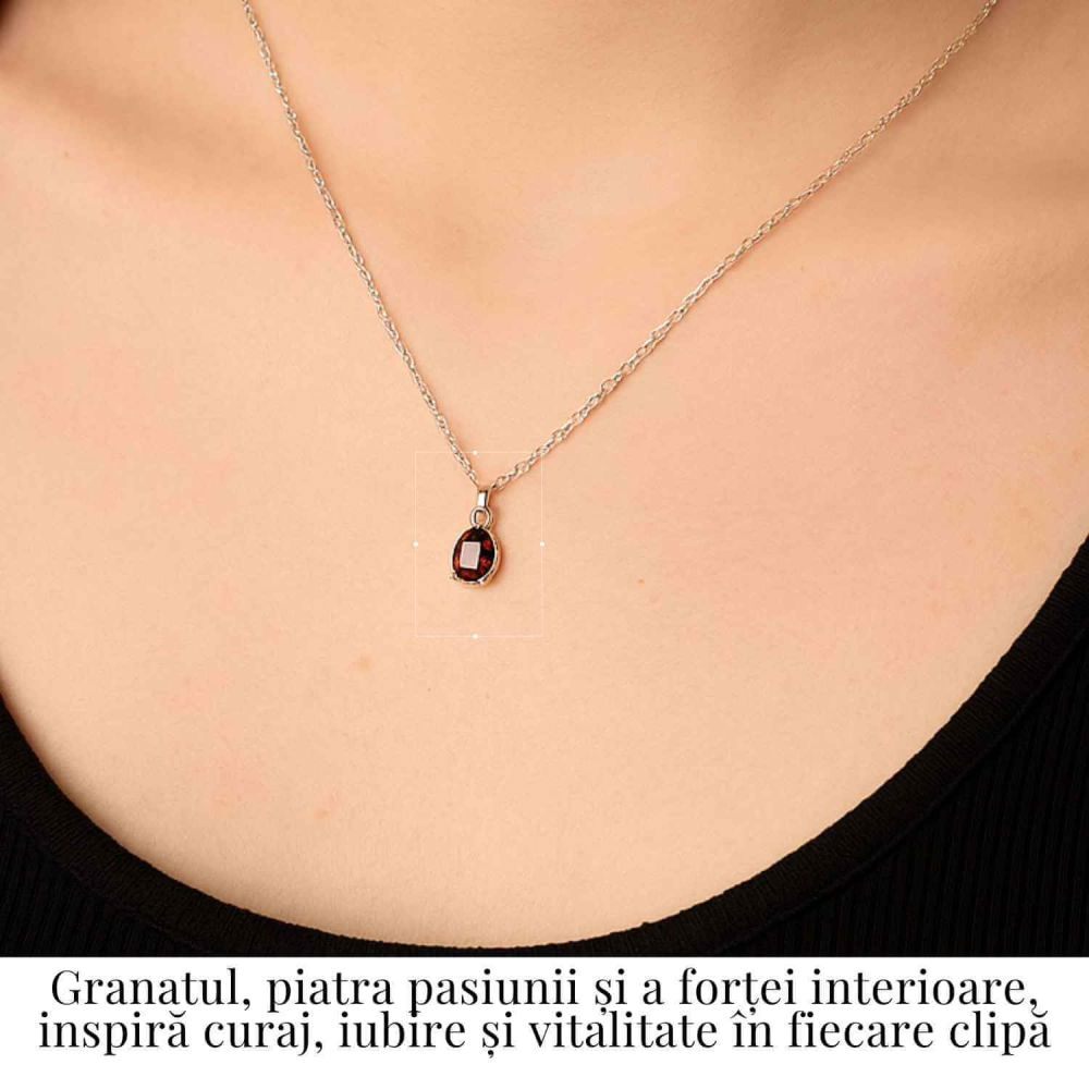 Colier Argint 925 cu Granat Oval fatetat– Pasiune, Curaj si Energie Interioara [2]