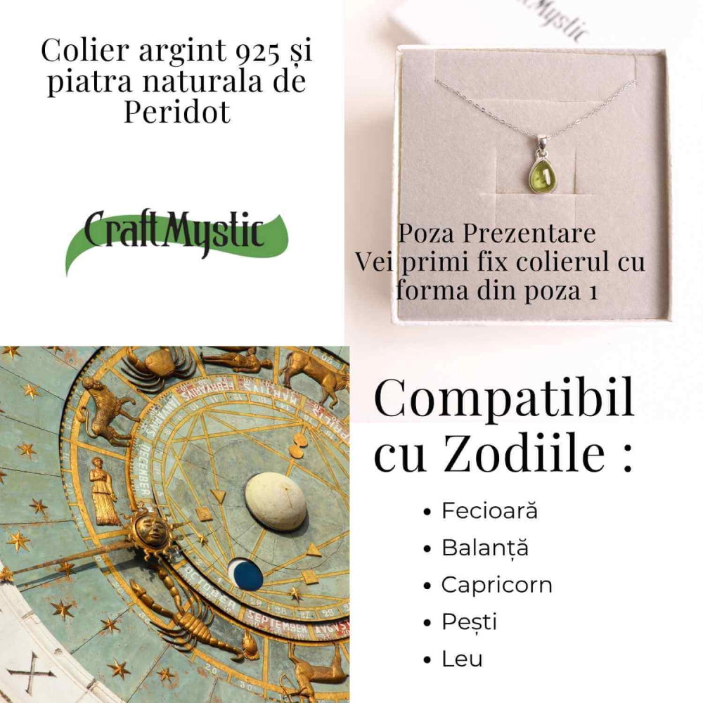 Colier Argint 925 cu Peridot Natural Patrat – Claritate, Energie si Renastere [5]