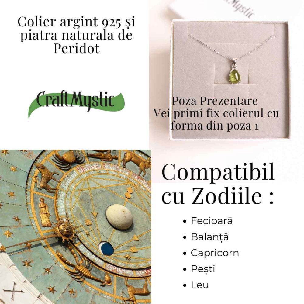 Colier Argint 925 cu Peridot Natural in Forma de Lacrima – Lumina, Vindecare si Armonie Interioara [3]