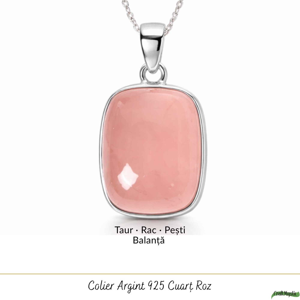 Colier argint 925 cu Cuart Roz patrat – iubire de sine si echilibru emotional [5]