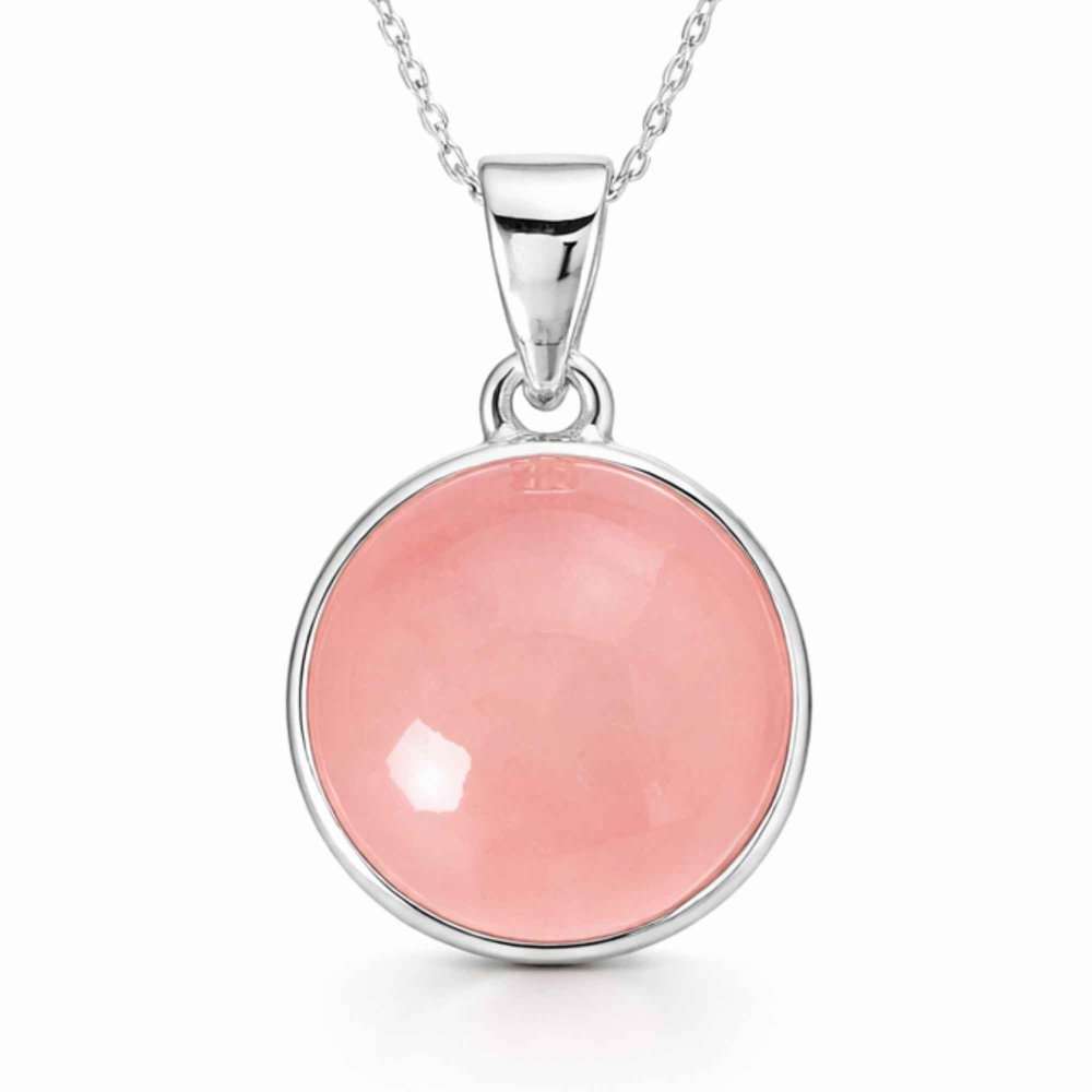 Colier argint 925 cu Cuart Roz rotund – iubire de sine si armonie interioara [1]