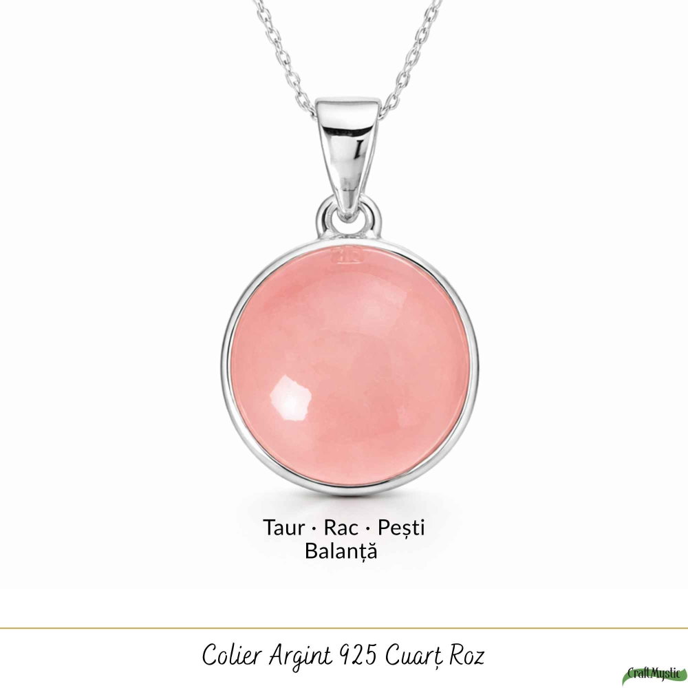 Colier argint 925 cu Cuart Roz rotund – iubire de sine si armonie interioara [5]