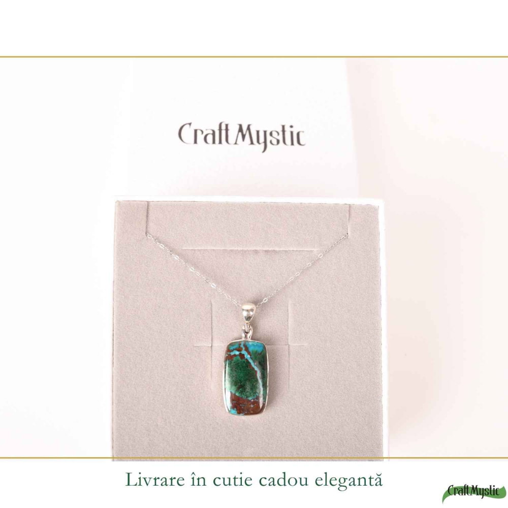 Colier Argint 925 cu Crisocola Dreptunghi – Calm si Armonie Interioara [6]