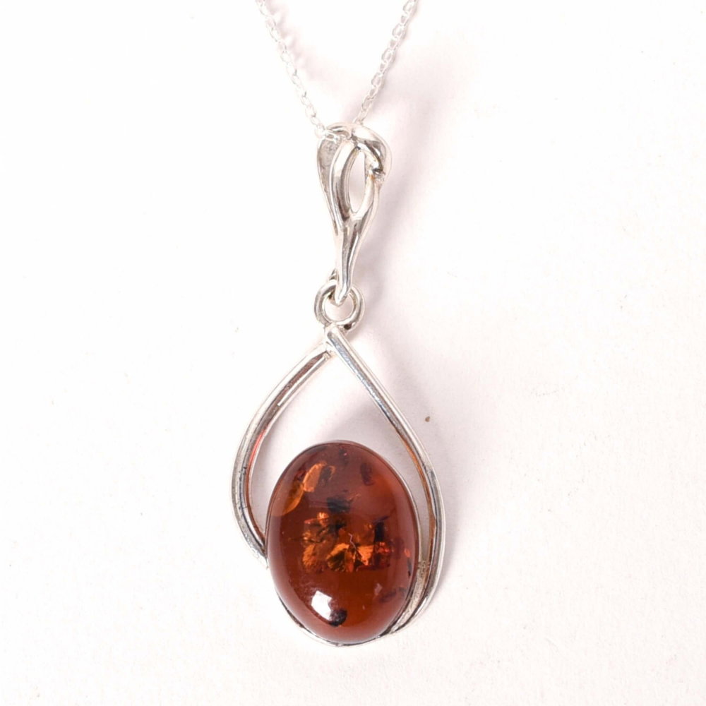 Colier argint 925 cu lacrima si chihlimbar oval natural – Energie solara si protectie [1]