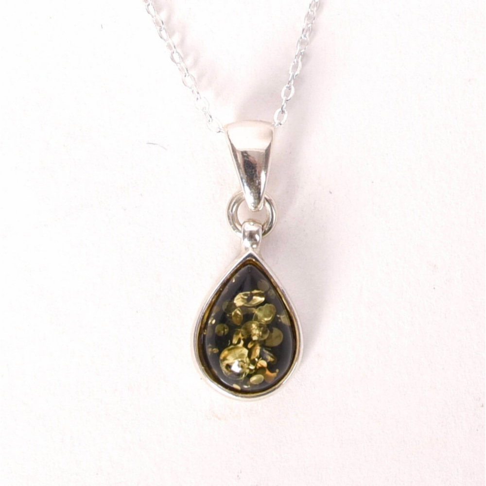 Colier argint 925 cu lacrima si chihlimbar verde – Energie solara si vitalitate [1]