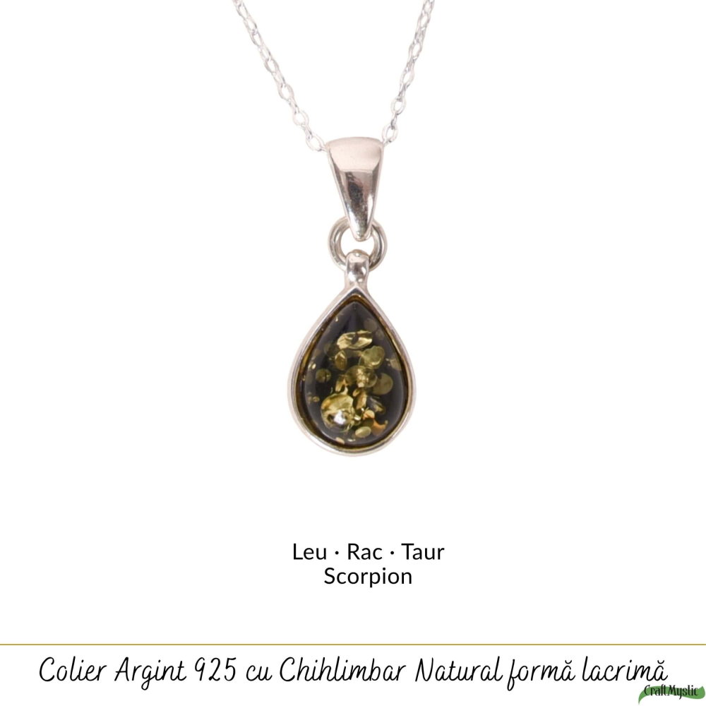 Colier argint 925 cu lacrima si chihlimbar verde – Energie solara si vitalitate [5]